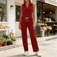 thumbnail image 1 of Mifsaly Women Track Suits 2 Piece Set Sleeveless V Neck Tops and Drawstring Straight Leg Pants with Pockets Soft Comfortable Casual Athletic Workout Matching Lounge Outfits Wine,XL, 1 of 8