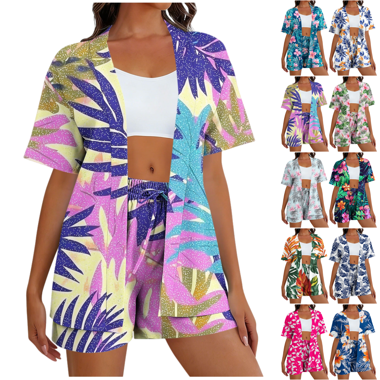 Mifsaly Women Vacation Sets Summer 2 Piece Casual Tropical Graphic ...