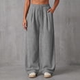 thumbnail image 1 of Mifsaly Women's Corduroy Casual Pants Wide Leg Baggy Sweatpants Fall Winter Drawstring Waist Workout Athletic Outfits with Pockets, 1 of 9
