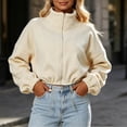 thumbnail image 1 of Mifsaly Women's Long Sleeve Sweatshirts Full Zip Collared Pullover Tops Drawstring Cropped Warm Fall Winter Fashion Sweat Shirts, 1 of 6