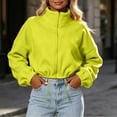 thumbnail image 1 of Mifsaly Women's Long Sleeve Sweatshirts Full Zip Collared Pullover Tops Drawstring Cropped Warm Fall Winter Fashion Sweat Shirts, 1 of 6