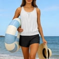 thumbnail image 1 of Mifsaly Women's Tankini Swimsuits with Built-In Bra Ribbed Swim Suits for Women 2026 Sleeveless Tank Top and Matching Shorts Set Vacation Beach Comfortable Swimwear XL, 1 of 7