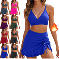 thumbnail image 1 of Mifsaly Women's Two Piece Bikini Set with Swim Skirt Ruffle Hem Bathing Suits High Waisted Skirted Bottom Side Drawstring Swimsuit for Sporty Beach Activity M, 1 of 9