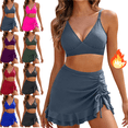 thumbnail image 1 of Mifsaly Women's Two Piece Bikini Set with Swim Skirt Ruffle Hem Bathing Suits High Waisted Skirted Bottom Side Drawstring Swimsuit for Sporty Beach Activity XL, 1 of 9