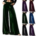 thumbnail image 1 of Mifsaly Women's Velvet Wide Leg Trousers High Waisted Flowy Palazzo Pants Fall Winter Elegant Evening Party Business Casual Outfits with Pockets, 1 of 8