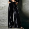 thumbnail image 1 of Mifsaly Women's Velvet Wide Leg Trousers High Waisted Flowy Palazzo Pants Fall Winter Elegant Evening Party Business Casual Outfits with Pockets, 1 of 6