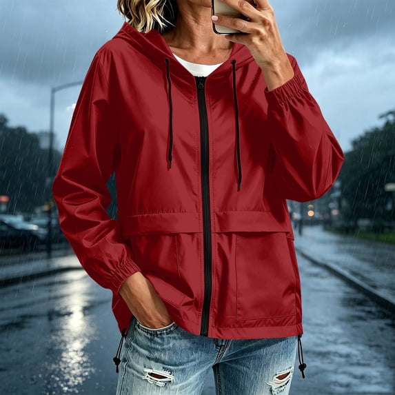 Mifsaly Women's Waterproof Rain Jacket Windproof Packable Full Zip Raincoat Lightweight Breathable Camping Hiking Activewear with Pockets