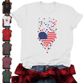 thumbnail image 1 of Mifsaly Womens American Flag Shirt Patriotic Heart Graphic Cotton T-Shirts Summer Casual Crewneck Short Sleeve Independence Day Tees M, 1 of 6