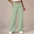 thumbnail image 1 of Mifsaly Womens Baggy Wide Leg Pants High Waisted Casual Trousers with Pockets Relaxed Fit Straight Bottom Everyday Streetwear Y2K Fashion Apparel Green,13-14 Years, 1 of 9