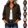 thumbnail image 1 of Mifsaly Womens Barn Jackets Corduroy Collar Button Down Bomber Jacket Fall Winter Fashion Vantage Western Style Daily Outdoor Casual Dating Work Office Lounge Outfits, 1 of 9