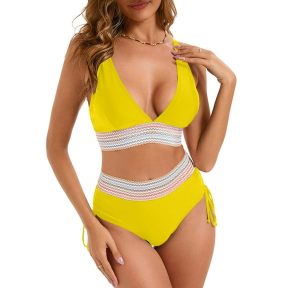 Mifsaly Womens Bikini Swimsuits Deep V-Neck Underwear High Waisted Tankini Swimsuit Sets Spring Summer Beach Bathing Suits Vacation Surfing Swimswear Matching Outfits