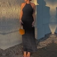 thumbnail image 1 of Mifsaly Womens Boho Maxi Dresses Halter Neck Sleeveless Flowy Summer Sundresses Textured Pleated Lightweight Flattering Beach Vacation Dress M, 1 of 9