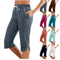 thumbnail image 1 of Mifsaly Womens Capri Pants Baggy High Waist Athletic Pant Lounge Relaxed Breathable Work Trousers Yoga Workout Summer Clothes with Pockets, 1 of 10