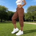 thumbnail image 1 of Mifsaly Womens Cargo Capri Pants Elastic Waist Drawstring Hiking Capris Lightweight Quick Dry Hiking Work Outdoor Casual Cropped Trousers with Multi Pockets Coffee,XXL, 1 of 6