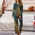 thumbnail image 1 of Mifsaly Womens Christmas Pajamas Sets Winter 2 Piece Pjs V-Neck Long Sleeve Lapel Pullover Sleepwear Xmas Tree Button Down Loose Nightwear High Waist Pants with Pockets 2025 Festival Homewear, 1 of 8