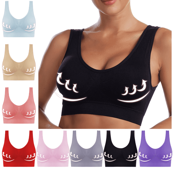 Mifsaly Womens Cotton Sports Bras 46C Supportive Bras No Underwire Everyday Basic Sleeping Bra Sostenes Para Mujer Levanta Busto