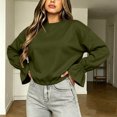 thumbnail image 1 of Mifsaly Womens Crew Neck Sweatshirts Flare Sleeve Ruched Solid Elastic Hem Casual Shirts Loose Fit Soft Comfortable Pullover Tops, 1 of 8