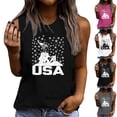 thumbnail image 1 of Mifsaly Womens Crewneck Sleeveless Tank Tops Cotton Summer Camisole Loose Fit Graphic Print Usa Flag Basic Layering Shirts Patriotic Summer Vacation Clothing L, 1 of 4