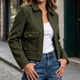 thumbnail image 1 of Mifsaly Womens Cropped Bomber Jackets Zip Up Collared Fall Coat Slim Fit Trendy 2026 Daily Casual Going Out Work Office Lounge Outfits with Pockets Green,L, 1 of 7