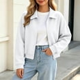 thumbnail image 1 of Mifsaly Womens Cropped Bomber Jackets Zip Up Collared Sweatshirts Jacket Fall Winter Fashion Going Out Athletic Outerwear with Pockets, 1 of 8