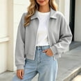 thumbnail image 1 of Mifsaly Womens Cropped Bomber Jackets Zip Up Collared Sweatshirts Jacket Fall Winter Fashion Going Out Athletic Outerwear with Pockets, 1 of 8