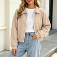thumbnail image 1 of Mifsaly Womens Cropped Bomber Jackets Zip Up Collared Sweatshirts Jacket Fall Winter Fashion Going Out Athletic Outerwear with Pockets, 1 of 8