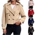 thumbnail image 1 of Mifsaly Womens Cropped Trench Coat Notched Lapel Double Breasted Fall Jackets Trendy 2026 Classic Daily Outdoor Dating Wedding Party Work Office Casual Outfits Khaki,M, 1 of 6