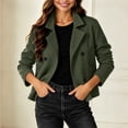 thumbnail image 1 of Mifsaly Womens Cropped Trench Jackets Notched Lapel Double Breasted Wool Coats Fall Winter Fashion Stylish Going Out Dating Shopping Work Office Casual Outfits Army Green,S, 1 of 7
