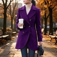 thumbnail image 1 of Mifsaly Womens Double Breasted Pea Coat Notch Lapel Long Sleeve Tailored Winter Jacket Warm Elegant Mid Length Outerwear for Office Work Travel Purple,M, 1 of 7