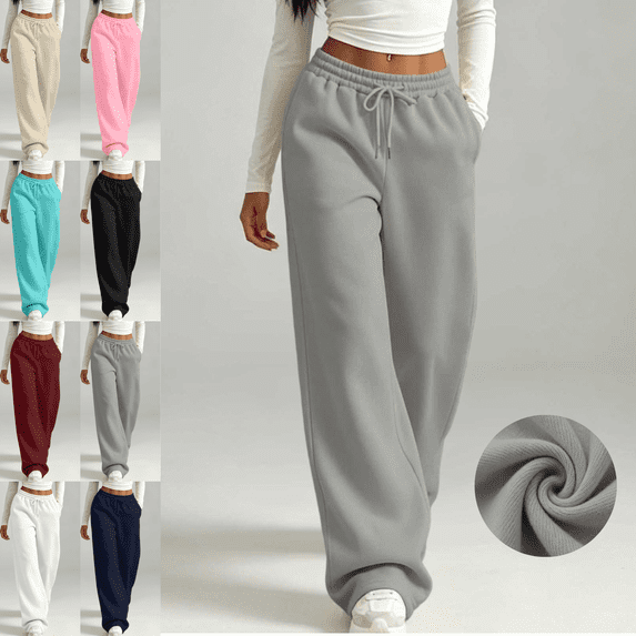 Mifsaly Womens Drawstring Wide Leg Sweatpants with Pockets Elastic Waist Athletic Baggy Lounge Pants for Casual Everyday