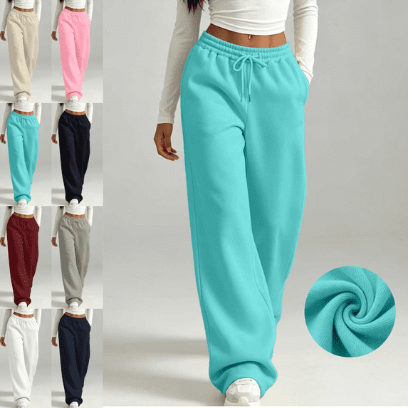Mifsaly Womens Drawstring Wide Leg Sweatpants with Pockets Elastic Waist Athletic Baggy Lounge Pants for Casual Everyday
