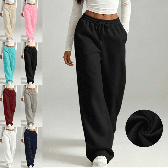 Mifsaly Womens Drawstring Wide Leg Sweatpants with Pockets Elastic Waist Athletic Baggy Lounge Pants for Casual Everyday
