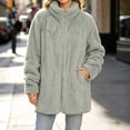 thumbnail image 1 of Mifsaly Womens Fuzzy Fleece Jacket Full Zip Collared Sherpa Coat Warm Lounge Fall Winter Outerwear Fashion Everyday Wear with Pockets, 1 of 9