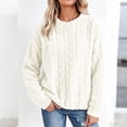 thumbnail image 1 of Mifsaly Womens Fuzzy Fleece Sweatshirt Crewneck Long Sleeve Cable Knit Pullover Sweater Textured Loose Fit Fall Winter Warm Clothes White,Free Size, 1 of 9
