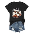 thumbnail image 1 of Mifsaly Womens Halloween Graphic T-Shirts Cute Ghost Family Witch Hat Pumpkin Print Crewneck Short Sleeve Tops Comfortable Loose Party Casual Fall Cotton Shirts Black,XL, 1 of 5