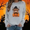 thumbnail image 1 of Mifsaly Womens Halloween Sweatshirt Cute Cartoon Cow Pumpkin Graphic Sweaters Long Sleeve Soft Comfortable Loose Fit Pullover Top, 1 of 5
