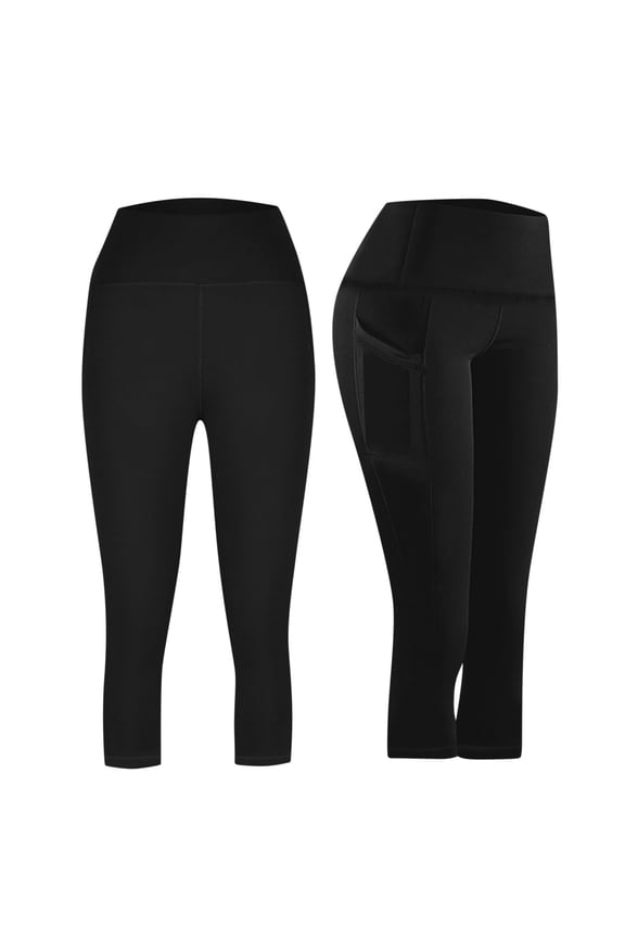 Womens High Waisted Capri Leggings Tummy Control Yoga Workout Cropped Pants with Pockets Non See-Through Athletic Compression Tights 2026 XXXL