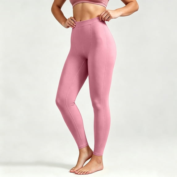 Mifsaly Womens High Waisted Leggings Thermal Underwear Pants Comfortable Stretch Athletic Tights Pink,XXXL