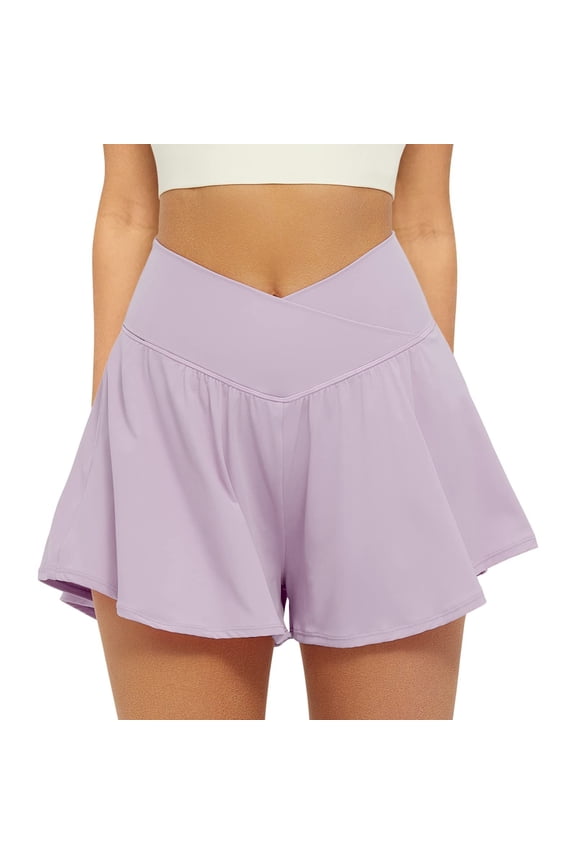 Womens High Waisted Yoga Shorts Baggy Flowy Going Out Athletic Shorts Lightweight Tennis Running Workout Gym Shorts with Pockets M