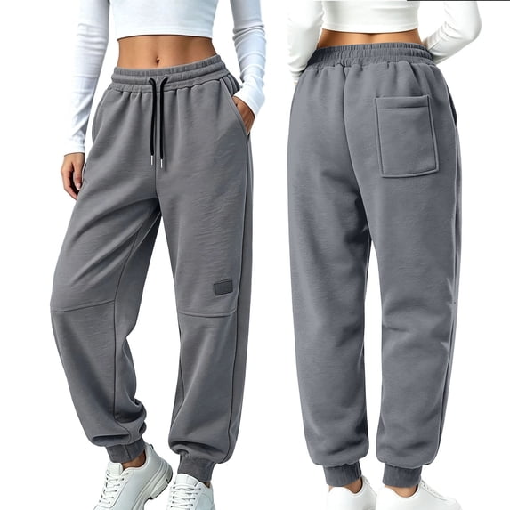 Mifsaly Womens Jogger Sweatpants Baggy High Waisted Lounge Pants Casual Drawstring Elastic Waist Loose Fit Athletic Joggers with Pockets Dark Gray,XL