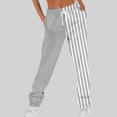 thumbnail image 1 of Mifsaly Womens Joggers with Pockets Striped Drawstring Elastic Waist Sweatpants Workout Comfy Casual Wide Leg Pants Sport Gym Loose Pant 2025 Fall Winter Outfits, 1 of 4