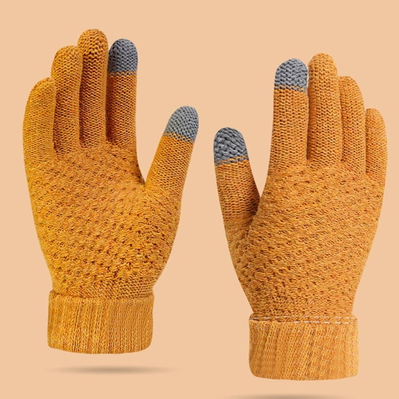 Mifsaly Womens Knit Gloves Thicken Warm Outdoor Winter Work Glove Adults Touch Screen Gloves Elastic Cuffs Cold Weather Work Typing