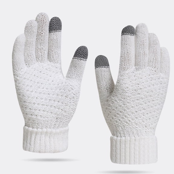 Mifsaly Womens Knit Gloves Thicken Warm Outdoor Winter Work Glove Adults Touch Screen Gloves Elastic Cuffs Cold Weather Work Typing