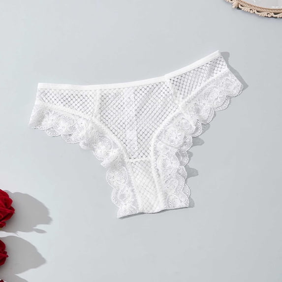 Lace Trimming Pattern Mifsaly Womens Lace Thong Panties Low Rise Underwear Sheer Mesh Floral ...