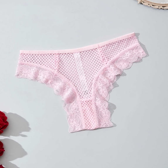 Lace Trimming Pattern Mifsaly Womens Lace Thong Panties Low Rise Underwear Sheer Mesh Floral ...