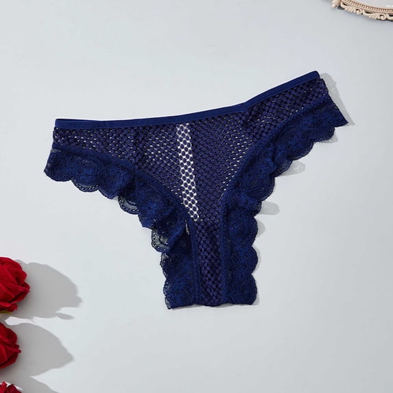 Lace Trimming Pattern Mifsaly Womens Lace Thong Panties Low Rise Underwear Sheer Mesh Floral ...