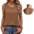 thumbnail image 1 of Mifsaly Womens Linen Tank Tops Casual Crewneck Summer Blouses Loose Fit Back Keyhole Shell Top Lightweight Breathable Work Office Sleeveless Shirts M, 1 of 5
