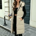 thumbnail image 1 of Mifsaly Womens Long Puffer Vests Zip Up Hooded Quilted Vest Snap Button Winter Casual Daily Going Out Windproof Outerwear with Pockets, 1 of 7
