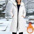Zip Button Snap Mifsaly Womens Long Quilted Jackets Zip Snap Button Hooded Puffer ...