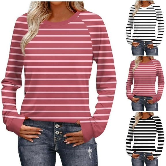 Mifsaly Womens Long Sleeve Tops Casual Raglan Long Sleeve Gradient Teacher Shirts Loose Tunic Girls Preppy Tee Travel Daily Sweatshirt Red